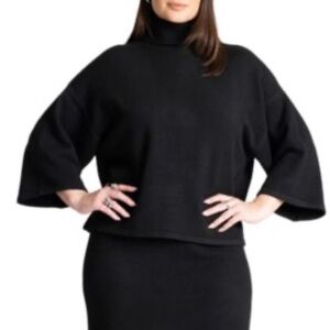 Eloquii Boxy Three Quarter Sleeve Turtleneck Top